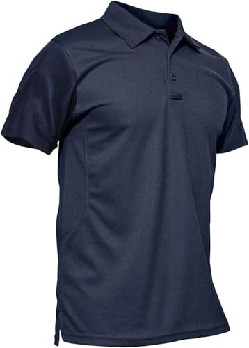 KEFITEVD Men's Summer Quick Dry Short Sleeve Polo Shirts Lightweight Fishing Tees,Navy Blue,XL