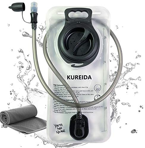 KUREIDA Hydration Bladder 2 Liter Leak Proof Water Reservoir,BPA Free,Wide Opening,Military Water Bladder Combined with Hydration Backpacks for Biking Hiking Running Camping Climbing,White