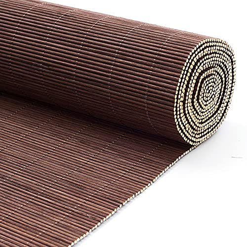 Natürliche Bambus-Rollo,Bambusrollo Blickdicht,Sonnenschutz und Sichtschutz Rollo Seitenzugrollo,Vorhang für Fenster und Türen/Garten/Terrasse/Balkon,Anpassbare,Dunkelbraun (W80xH100cm/32x39in)