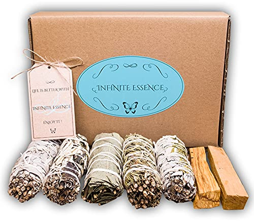 LAMARE Kit de Atados 100% Naturales - Salvia Blanca, Hierba Santa, Eucalipto, Romero, Salvia Blanca/Ruda + 2 Palo Santo XL Perú