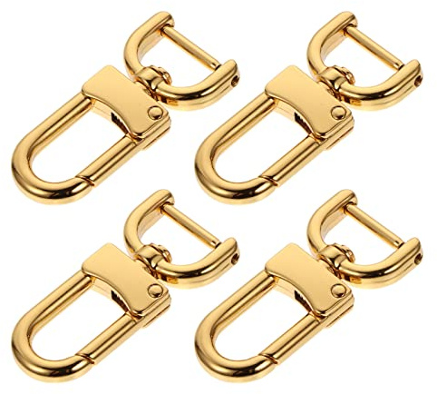 Milisten 4 Stücke Karabinerhaken Haken Metallringe Schnallen D Ring Taschen Schnalle für DIY Taschen Basteln Geldbeutel Rucksack Zubehör Golden
