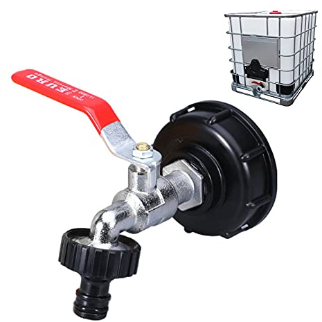 IBC Auslaufhahn, IBC Tank Zubehör,1000l Wassertank Zubehör Für Lebensmittelqualität 1/2 Gartenschlauchhahn - Austausch des Wasserschlauch-Schlauchanschlusses (3/4)