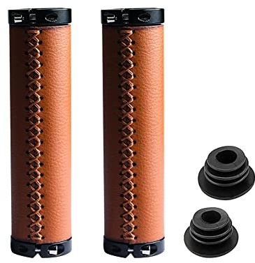 Fahrrad Lenker Griffe Pu Leder,Asudaro 1 Paar Fahrradlenker Endgriffe Universal Anti-Rutsch Fahrradgriff Griffe mit Stecker Fahrradlenker Endabdeckung Griff für MTB BMX Mountain Faltrad,Braun