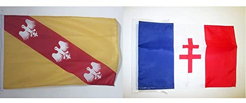 AZ FLAG Pavillon Nautique Lorraine 45x30cm - Drapeau de Bateau Lorrain - France 30 x 45 cm & Drapeau France Libre 1940-1944 45x30cm - PAVILLON français de la résistance 30 x 45 cm Haute qualité