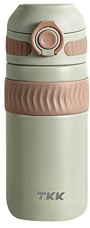 TKK Thermobecher 450ml Hellgrün Kaffeebecher aus Edelstahl doppelwandig isoliert, auslaufsicher - Coffee to go Becher für Kaffee & Tee