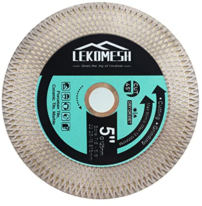 LEKOMESH Diamanttrennscheibe Fliesenscheibe 125MM - Diamant-Trennscheibe für Porzellan Keramik Fliesen Marmor Granit Kunststein,Angle Grinder Blade with X Mesh Rim