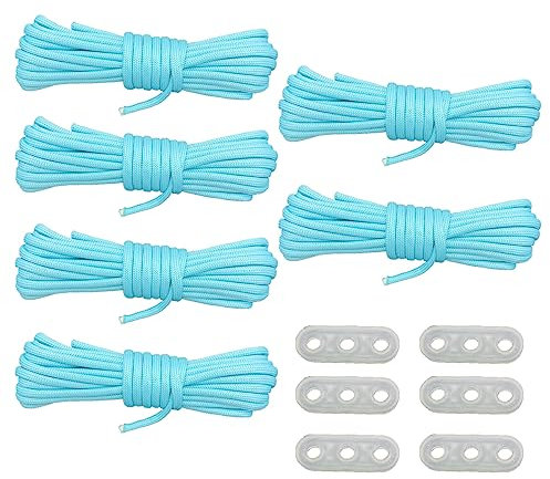HOUSON 6 Stück Fluoreszierendes Paracord, Luminous Schnur Zelt Nachtleuchtende Paracord Fallschirmschnur für Camping Vorzelt Zelt 4M*4mm Blau