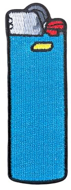 Urbanski Patch Blaues Feuerzeug zum Aufbügeln 8 x 2,7 cm | Aufnäher Applikation Bügelbild