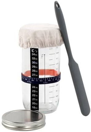 Tsudoku 1 Satz Glasluftdichte Jar Sauerteig Maker Natürliche Gärung Jar mit Deckel und Skala Teig Gärung Kit
