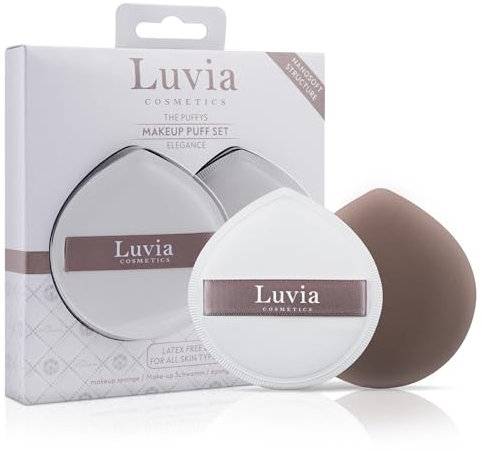 Makeup Puff Set Elegance – Luvia Cosmetics The Puffys, 2 Kosmetikschwämme im Set, Puderquaste, wendbares Gummiband, professionelle Schwämmchen für flüssige Texturen in coffee