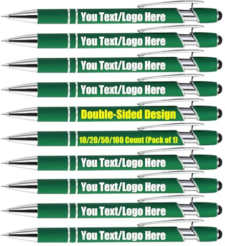 Generic Personalisierte Hochwertige Kugelschreiber mit Gravur Tintenroller Kuli Schwarze Tinte 100 Stück Kugelschreiber Set Doppelseitiges Personalisiertes Logo/Text Schreibset mit Gravur
