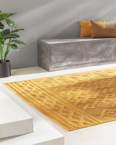 benuta Nest Teppich Bonte - Gelb 120x170 cm - Kunstfaser - Outdoor geeignet - Rechteckig - Pflegeleicht für Esszimmer Küche Outdoor/Terrasse