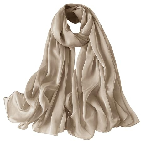 Lina & Lily Damen Schal Chiffon mit Plissee-Falten für Frühling Sommer, Durchscheinend, Federleicht