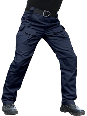Hiwise Men's Stretch Tactical Pants Water Resistant Ripstop Cargo Pants Outdoor Lightweight EDC Work Hiking Pants (Navy Blue, 34WX34L)