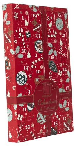 Calendario de Adviento con 24 velas perfumadas – Caja de Navidad – Idea de regalo para mujer/hombre – Rojo