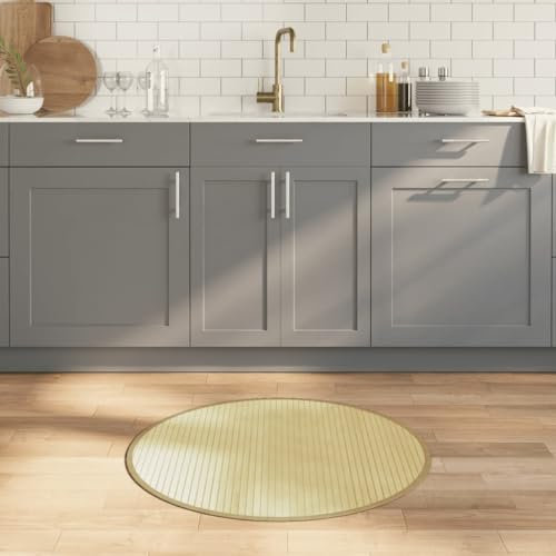 LXYZWRW Decor Teppich Rund Hell Natur 80cm Bambus Teppiche