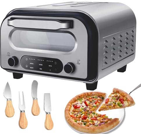 Indoor Pizza Oven, 12 Inch Electric Pizza Maker, 1700W Countertop Pizza Oven with 6 Presets, Heat Quickly, Cook in 90 Seconds, LED Touchscreen, Fits up to 12 inch Pizza, for Home