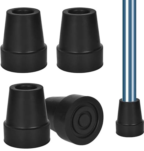 4 st vandringskäpp-lock, 19 mm ersättnings käppspets, vandringsstavspetsskydd, promenadstav gummispetsar, halkfri stabil, för promenadpinnar, käppar eller kryckor, svart
