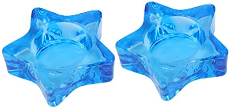 HOLIDYOYO 2 Stück Klare Kerzengläser Blaue Hochzeits Mittelstücke Für Tische Glasbecher Kerzenhalter Farbiger Kerzenständer