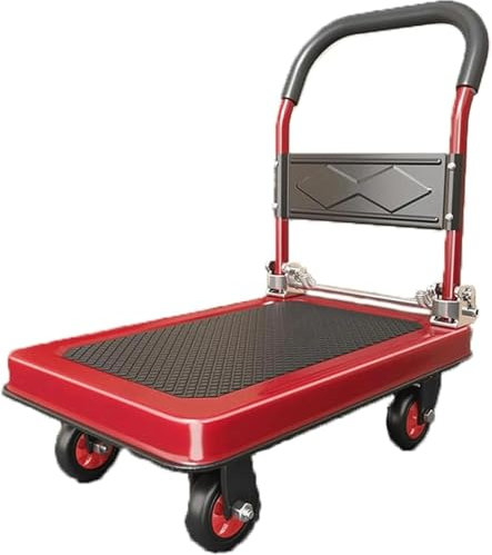 DRFGNF Kleiner Plattformwagen, Klappwagen aus Stahl, Pritschenwagen, Tragkraft 550, mobiler Wagen, tragbarer Plattformwagen (rot)