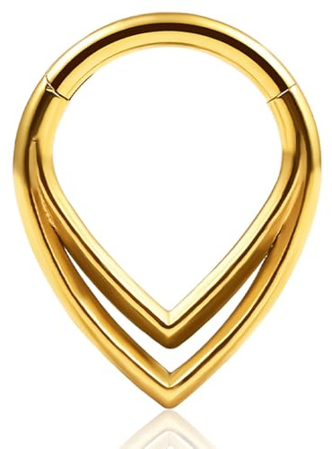 Vankula Septum Clicker Hinged Segmentring 316L Edelstahl 10mm 16g Nasenpiercing Ring Cartilage Rook Daith Tragu Piercing Schmuck für Frauen und Männer Gold Silber