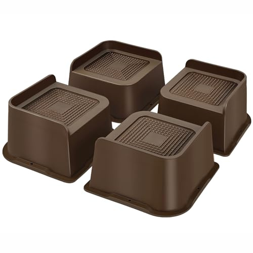 MixDora Rialzi per letto, resistenti, 7,6 cm, a forma di L, alzate per tavoli e sedie, per divani, scrivanie, set da 4 pezzi, marrone scuro (marrone scuro, 7,6 cm)