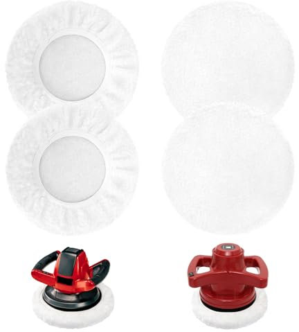 Kaempe 4 pezzi Lana d'Agnello Tamponi Lucidatura Auto, Accessori Compatibili con Lucidatrice Auto Einhell CE-CB 18/254 Li & Einhell CC-PO 90, per Dischi Di Lucidatura Con Diametro di 220-250 mm