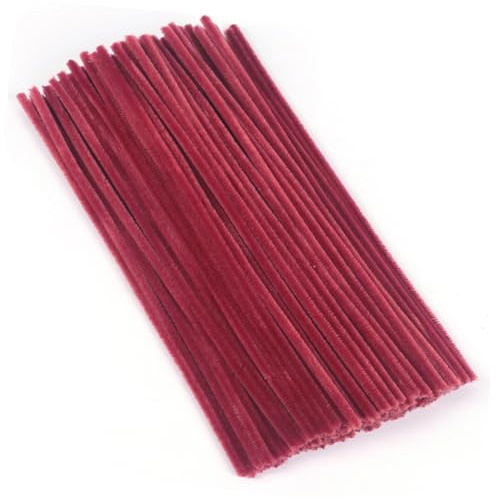 Pfeifenreiniger Weinrot 100 Stück, Pfeifenreiniger zum Basteln 30 cm x 6 mm, Pfeiffenputzerdraht Chenilledraht, Pfeifenputzer Biegeplüsch Basteldraht für DIY Art Craft Projekte, Dekoration