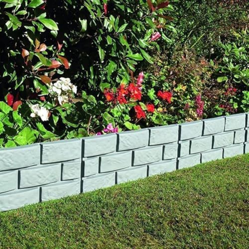Kit de 4 bordures de jardin en plastique pour pelouse, parterre de fleurs, clôture décorative pour extérieur, terrasse, jardin, robinet en place résistant aux intempéries (gris)