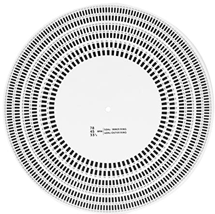 Estera de estroboscopio de disco estroboscópico Klanata para reproductores de registro LP - 33/45/78 RPM, 50/60Hz - Herramienta de calibración de tacómetro de fono para tocadiscos