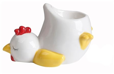 Céramique Coquetier Oeuf for œufs à La Coque Mignon Poussin Petit-Déjeuner Support Oeuf A La Coque for œufs Durs Base Stable Micro-Ondes Lave-Vaisselle for Cuisine(Blanc)