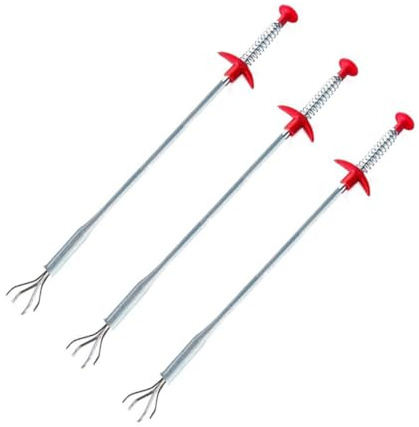 WATIIFUFU 3 Piezas Pinza Destapador Tuberías Herramienta Flexible de Acero para Limpieza de Desagües Cocina y Baño Diseño de Cuatro Garras con Resorte Mango Ergonómico para