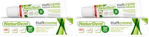 Naturdent Haftcreme | Die erste natürliche Haftcreme | Wasserunlöslich - kein Ausspülen, Nur 1 x täglich | 100% Lebensmittelinhaltsstoffe, Vegan, Keine chemische Belastung des Körpers | 40g