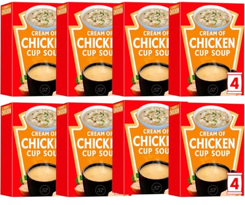 Cream of Chicken Instant Cup Soup (4 X 17g), Pack Of 8, Low Fat, No Added MSG, No Artificial Colours or Preservatives