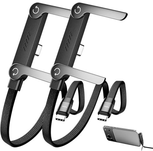 Foluu 2 in 1 Invisible Holder Charger Cable with Stand, 240w Super Fast Charging Cord with Foldable Stand, Compatible with iPhone Samsung Type-C Charging Cable for Gaming Office Car Travel (2 Pcs)