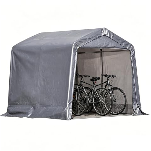 Garage Moto per Esterno, Impermeabile e Resistente ai Raggi UV Capanno da Giardino, con Porte Avvolgibili con Cerniera, per Riporre Biciclette, Generatori(180cm/70.8in)
