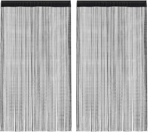 vidaXL Fadenvorhänge 2 STK. 100 x 250 cm Schwarz