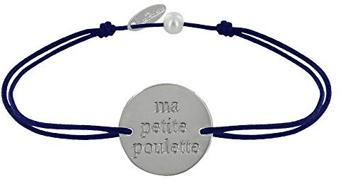 LES POULETTES BIJOUX - Bracelet Lien Médaille Plaqué Argent Ronde Ma Petite Poulette