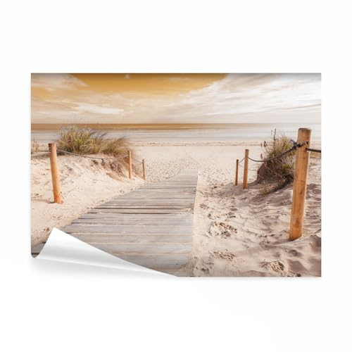 decomonkey Papier Peint Panoramique Plage Mer 350x256 cm Décoration murale | Tapisserie décorative pour chambre salon, Mer paysage plage eau, moderne