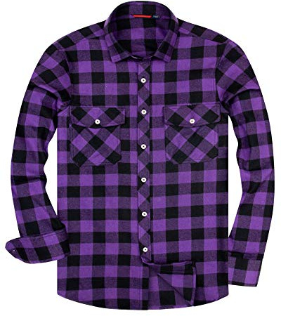 Alimens & Gentle Chemises décontractées à Manches Longues en Flanelle pour Homme - Violet - Taille M