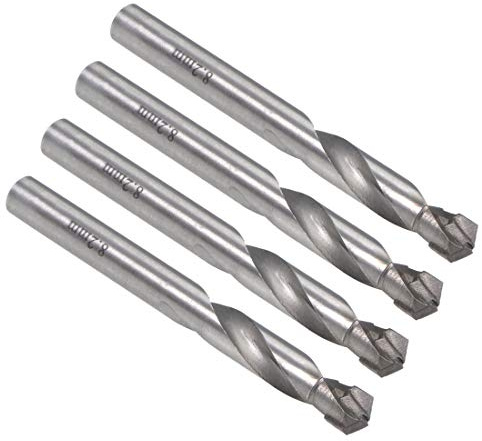sourcing map 4 Stück Hartmetall Spiralbohrer Metallbohrer 8.2 mm | für Edelstahl Kupfer Aluminium Zinklegierung Legierung Eisen