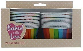 Baked with Love 60mm Rainbow Giant Baking Cups - 24 Pack | Ultra-Strong Greaseproof Paper, 58mm Base, Freestanding On A Flat Tray Without A Tin