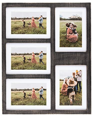 Great Lakes Memories GLM 4x6 or 5x7 Collage Picture Frames for Wall, Holds 5 Photos with Glass & Mat, 5x7 Picture Frame, Picture Frames Collage Wall Decor (Black)