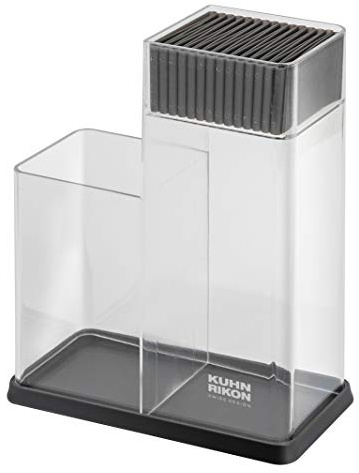 KUHN RIKON Colori Utensilienhalter und Messerblock, unbestückt, Grau/Transparent