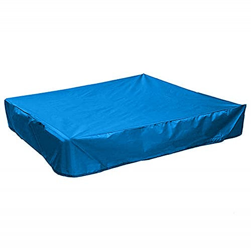 Moiyoudis Staubdichte Sandkastenabdeckung Sandkastenabdeckung mit Kordelzug Wasserdicht Sandkastenabdeckung Schwimmbadabdeckung Quadratische Möbelabdeckung (Blau, 200 x 200 cm)