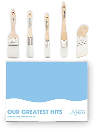 Zibra 5-Piece DIY Paint Brush Set with Detail and 2-inch Paint Brushes for Walls, Trim and Furniture, White