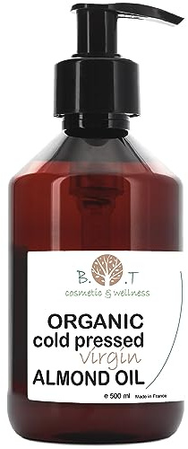 Huile d'amande Bio Origine Andalousie Espagne Huile Hydratante Famille Pure 100% Naturele Pressée à Froid Huile de Massage Grossesse Anti-Vergetures Corps Visage Cheveux 500ml