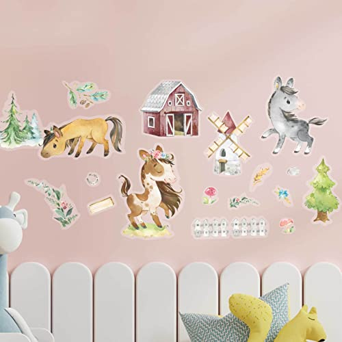 Papierdrachen Wandtattoos - 8 Bögen mit Wandstickern für Kinder - Kinderzimmer Dekoration - Wand Deko - Pferde - 22 x 30 cm je Bogen - für Jungen und Mädchen - Set 8