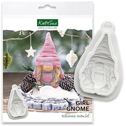 Katy Sue Girl Gnome Silicone Mould for Cake Decorating & Crafting. Makes a Gnome or Gonk 90 Tall x 55 Wide in Millimetres for Fondant, Flower Paste, Air Dry Clay, Polymer Clay. UK-Made.