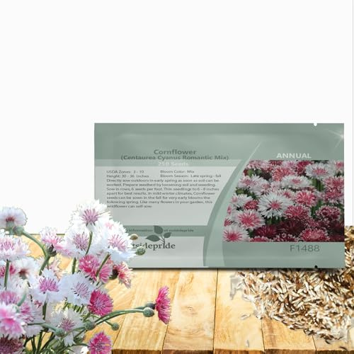 Outsidepride Romantic Mix Cornflower Seeds for Planting - 500 Pcs. Annual Bachelor's Button Flower Seeds for Cut Flower Gardens, Drought-Tolerant, Attracts Pollinators, Ideal for Borders & Bouquets
